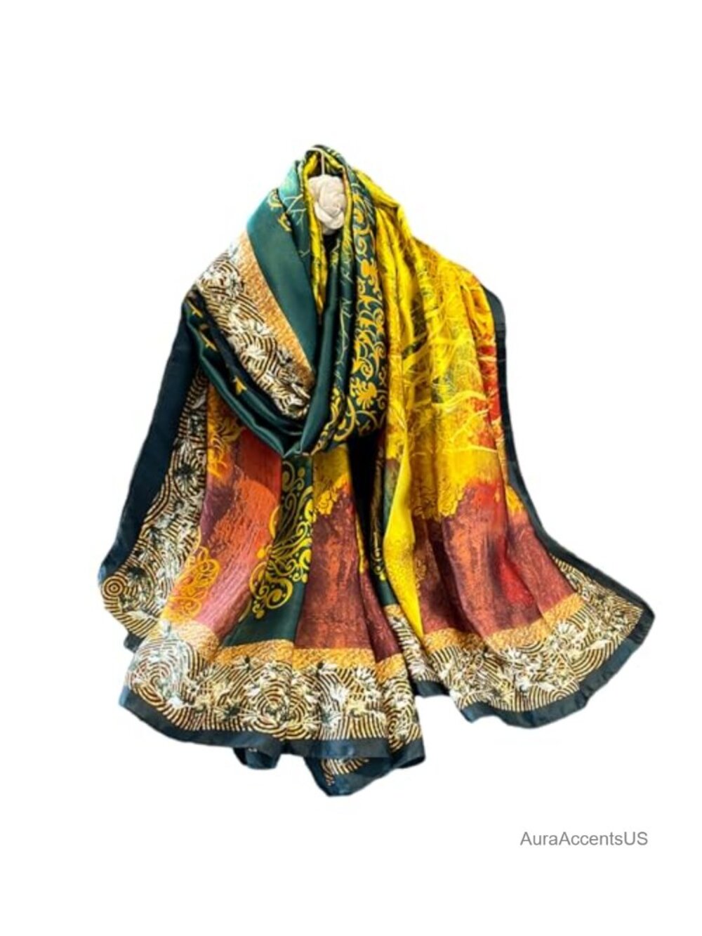 Oversized Silk Feel Satin Shawl Wrap Scarf for Women, Hair Turban Headscarf,